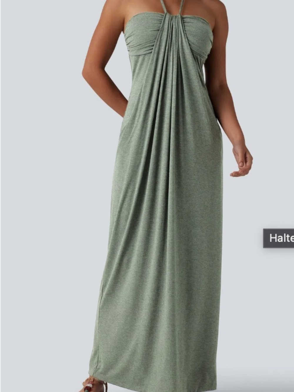 Halara Halter Tie Back Built-in Bra Maxi Dress with Pockets